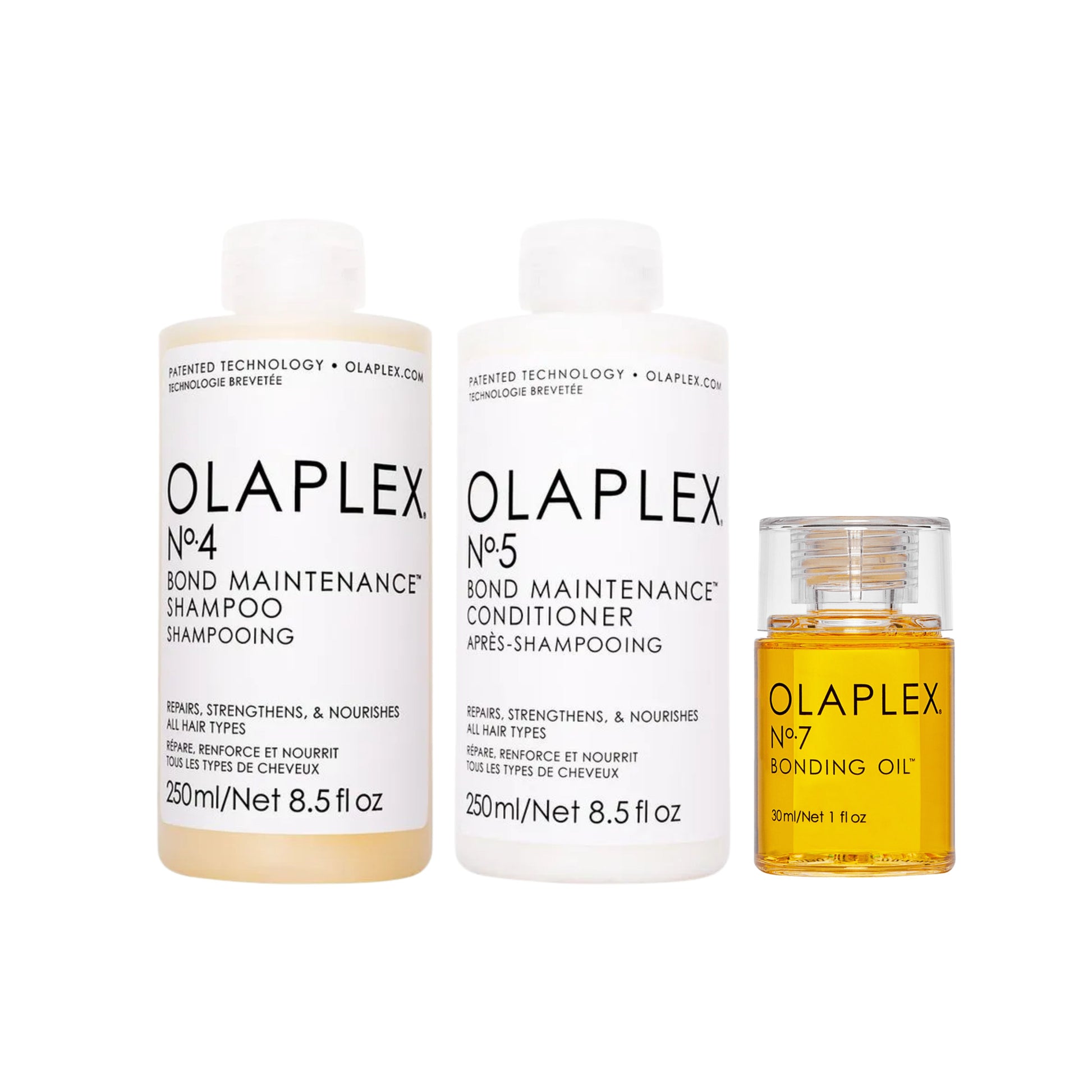 Pack Shampoo N°4, Acondicionador N°5 y Aceite N°7 de Olaplex