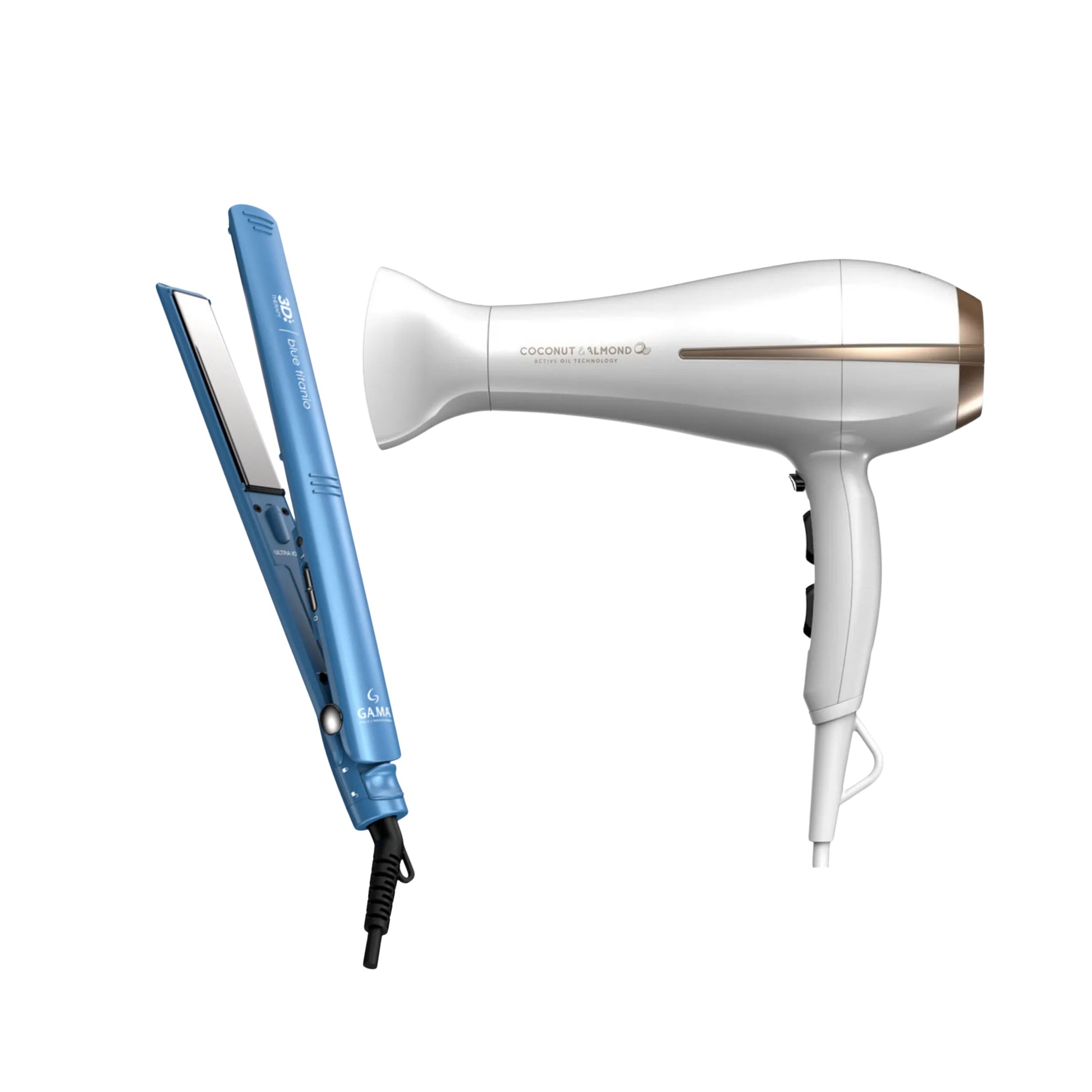 Pack Plancha Elegance Blue Titanio y secadodor  Coconut
