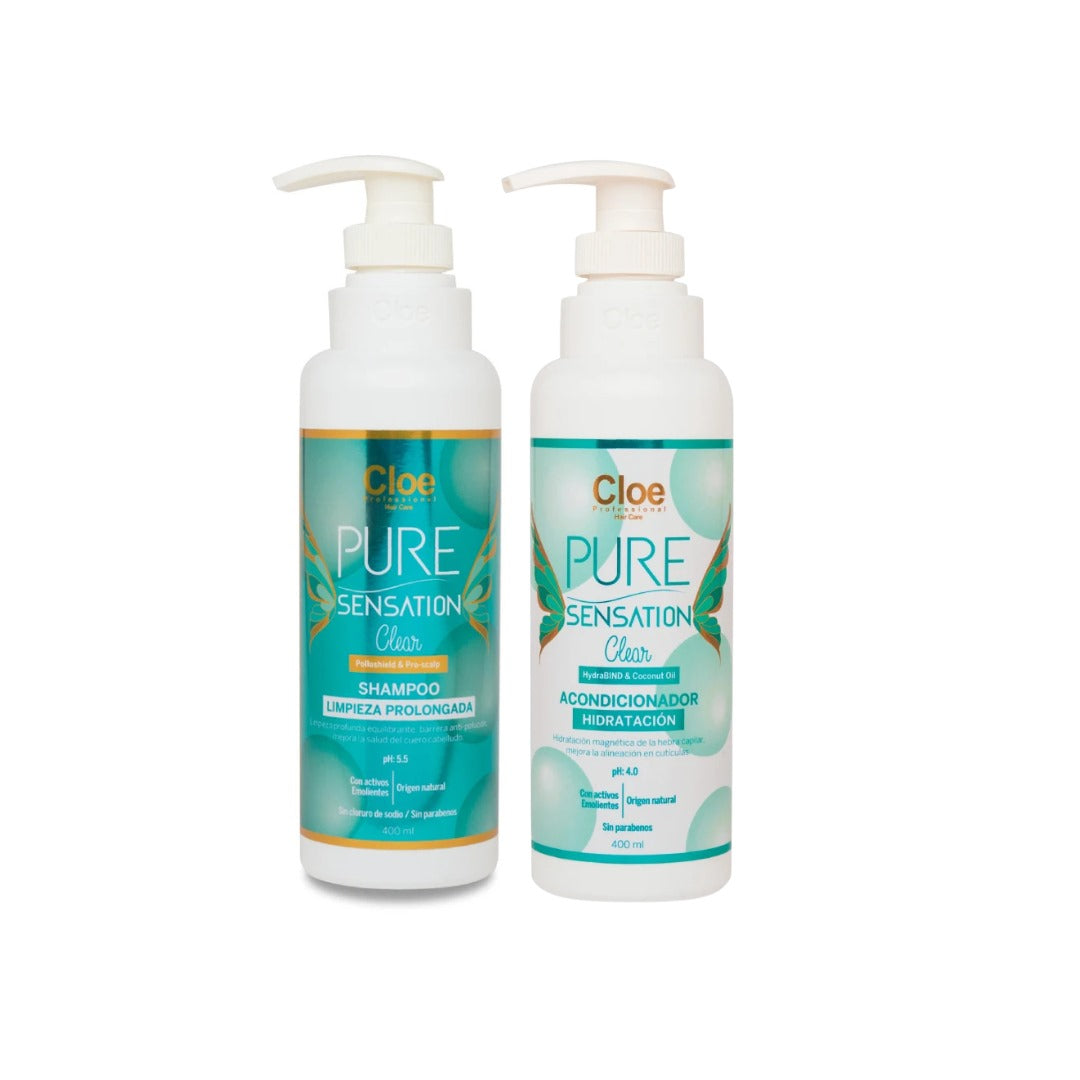Pack Shampoo Acondicionador Cloe Pure sentation Clear  400ml c/u