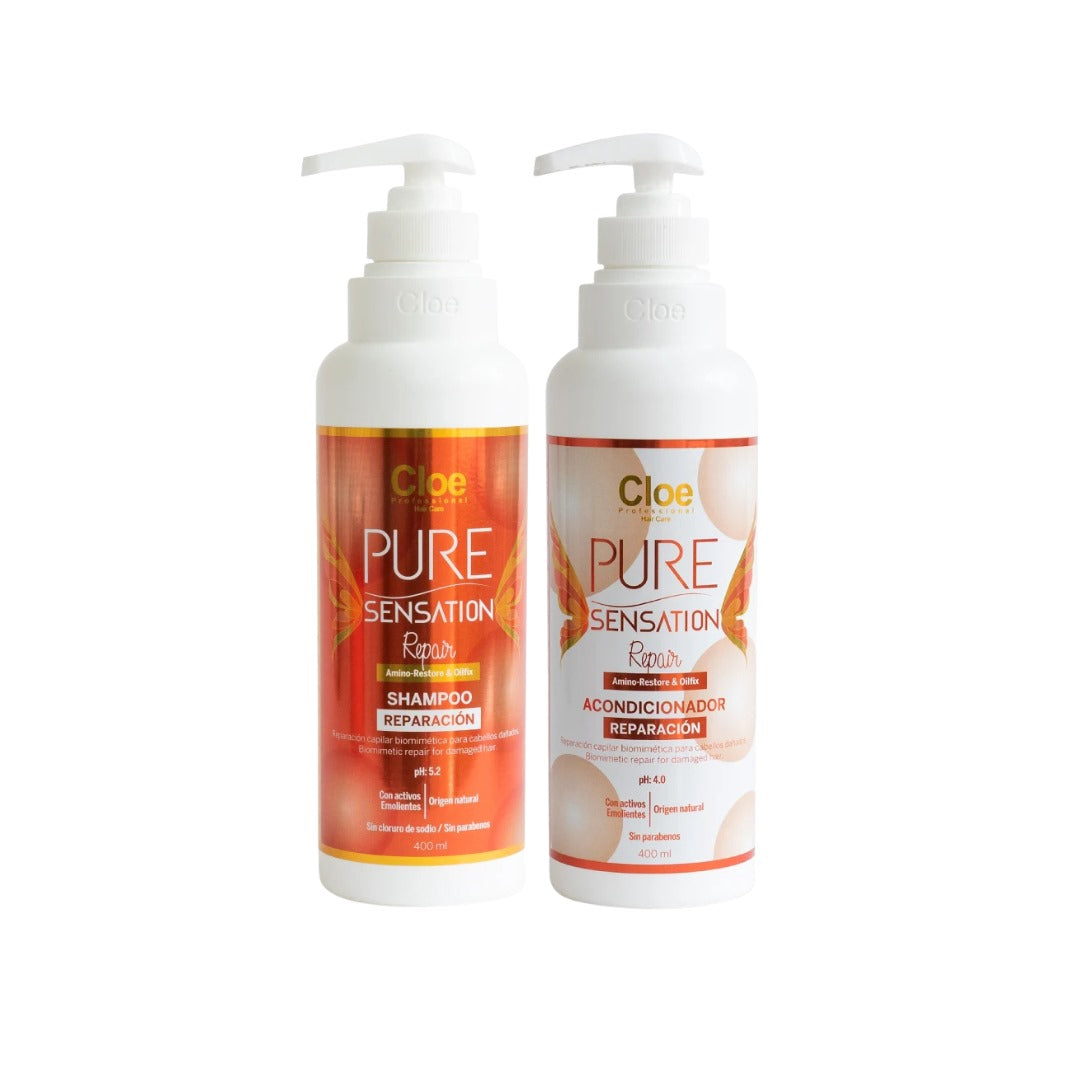 Pack Shampoo Acondicionador Cloe Pure sentation Repair  400ml c/u