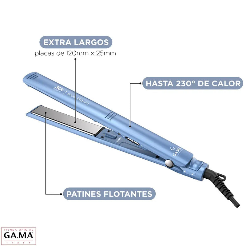 Plancha de cabello GAMA Italy Elegance 3D Blue Titanio azul